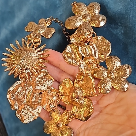 Vintage lot of 5 pieces of jewelry, JJ brooch, enamel flowers necklace - Picture 14 of 16